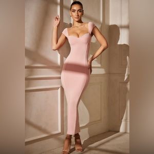 COPY - OH POLLY neckline maxi dress in pink